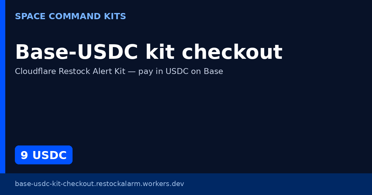 Base-USDC kit checkout — Cloudflare Restock Alert Kit, 9 USDC